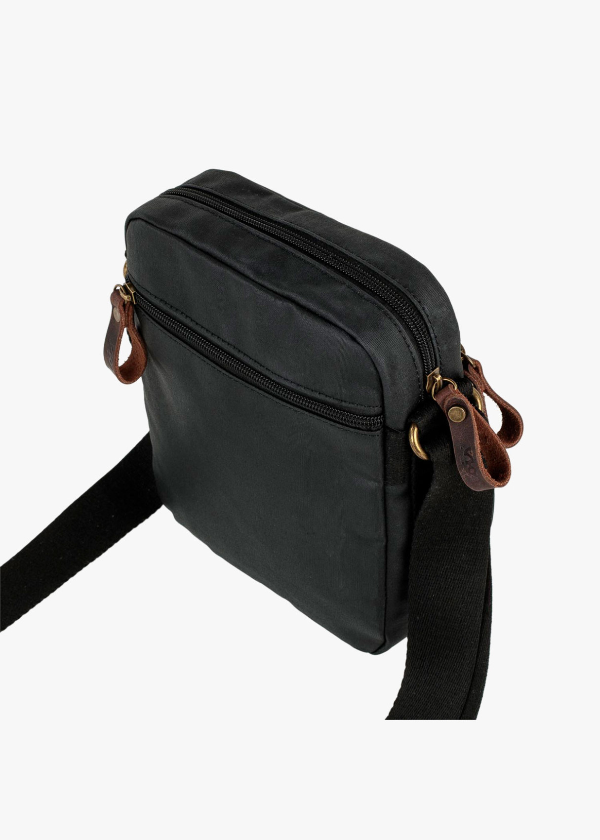 Bolso Bandolera de Lona con solapa negro
