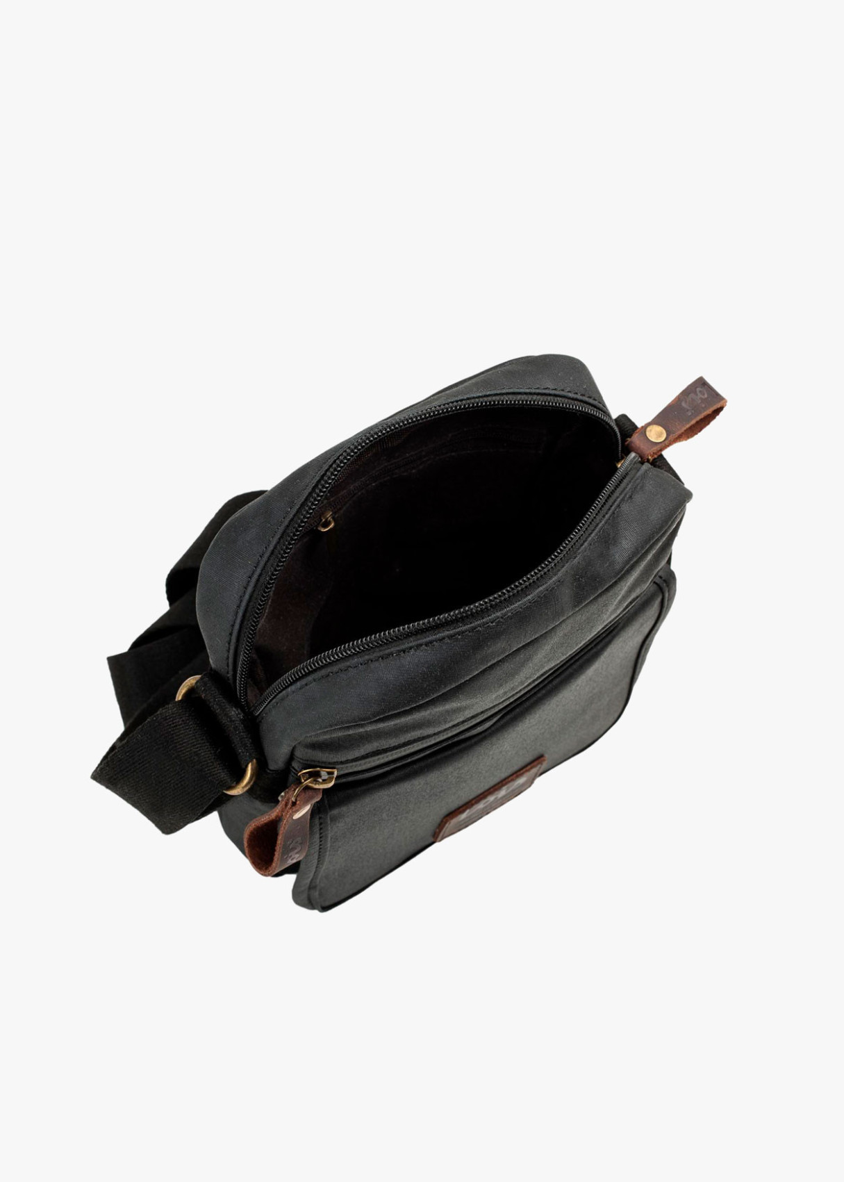 Bolso Bandolera de Lona con solapa negro