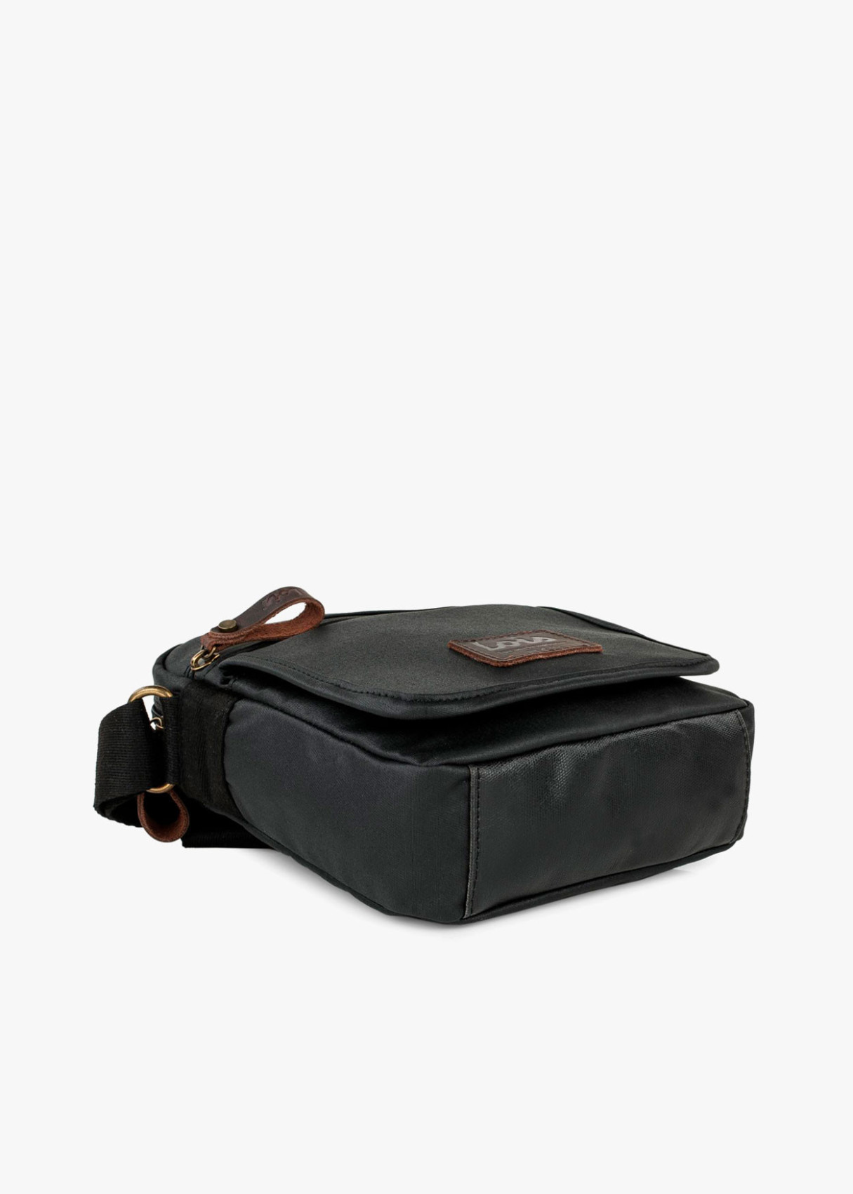 Bolso Bandolera de Lona con solapa negro