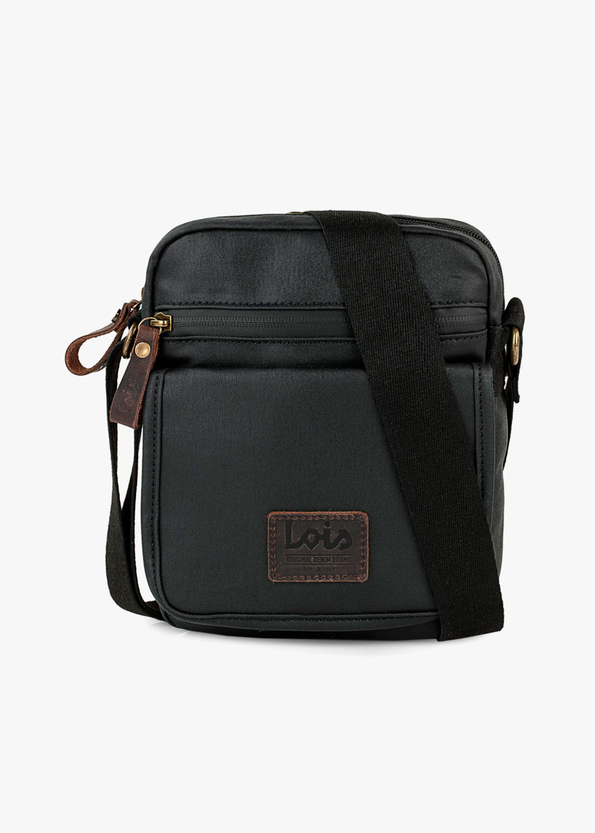 Bolso Bandolera de Lona con solapa negro