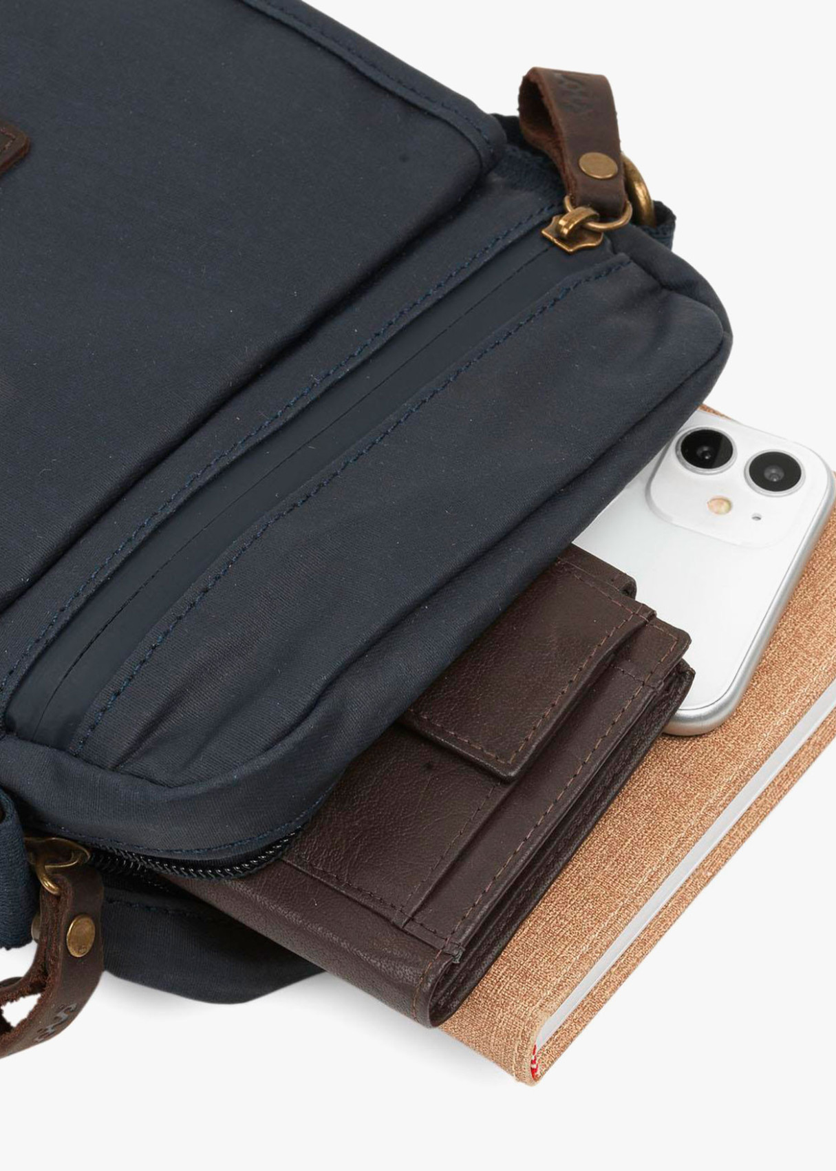 Bolso Bandolera de Lona con solapa azul