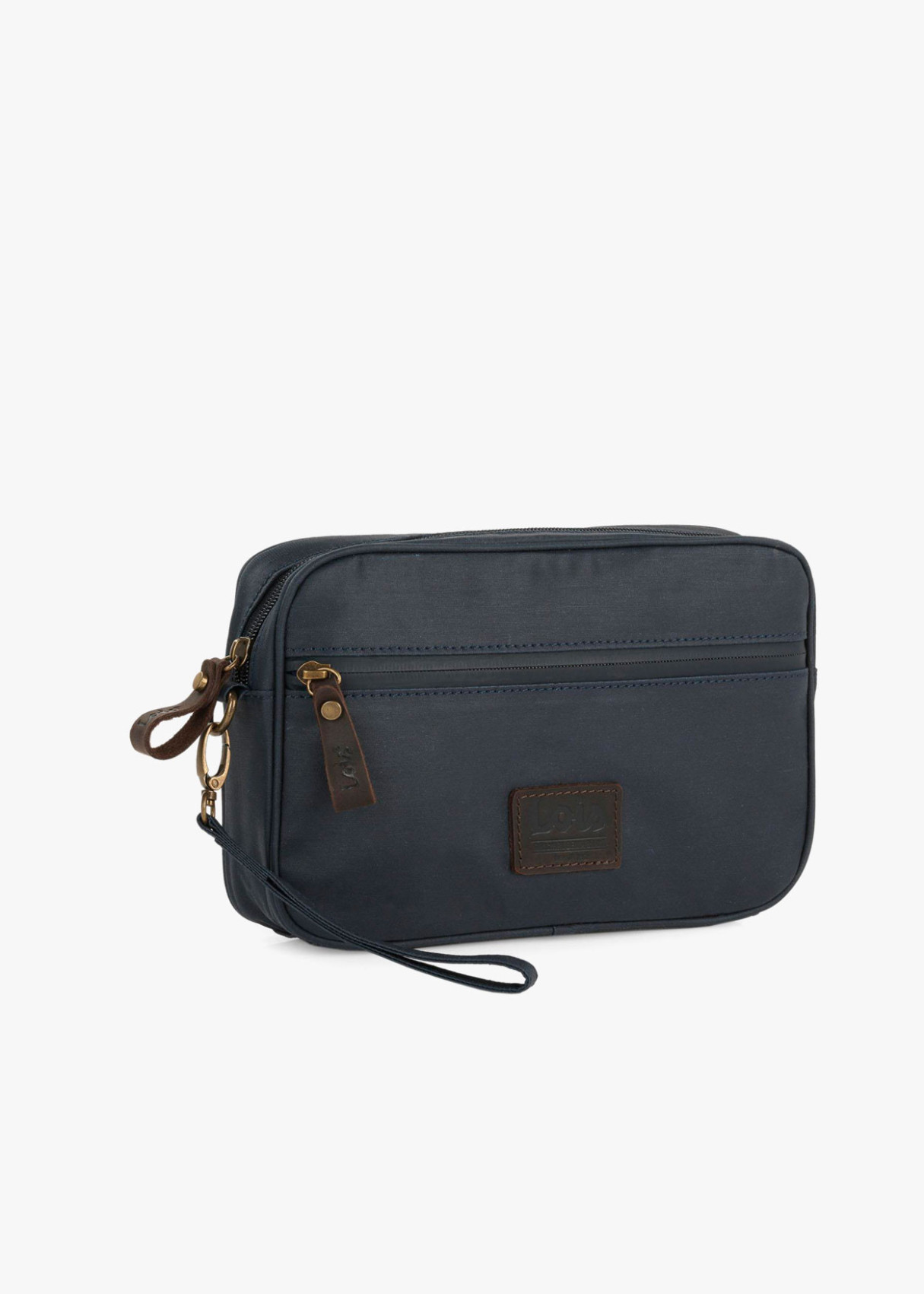 Cartera de mano de lona azul oscuro