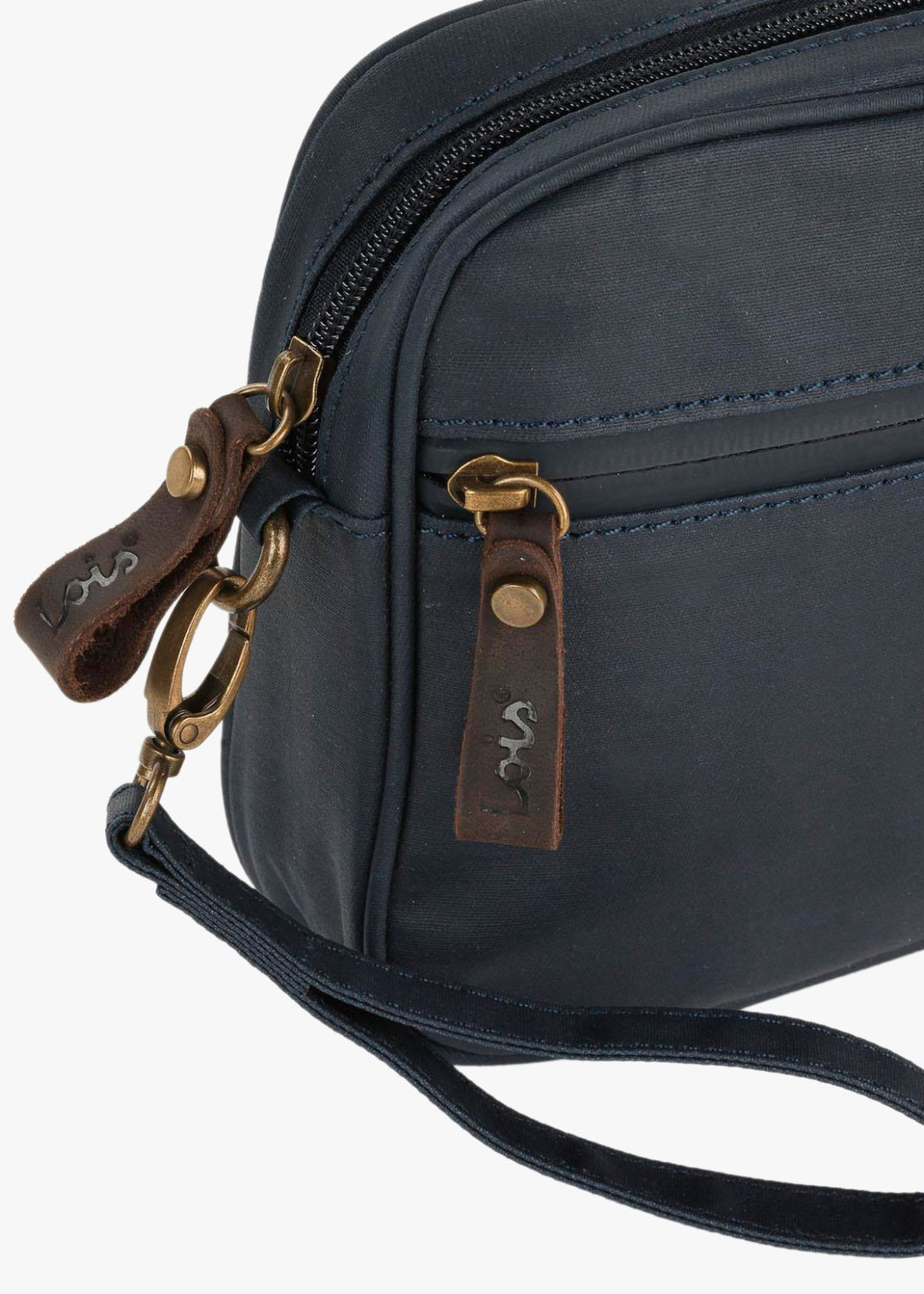 Cartera de mano de lona azul oscuro