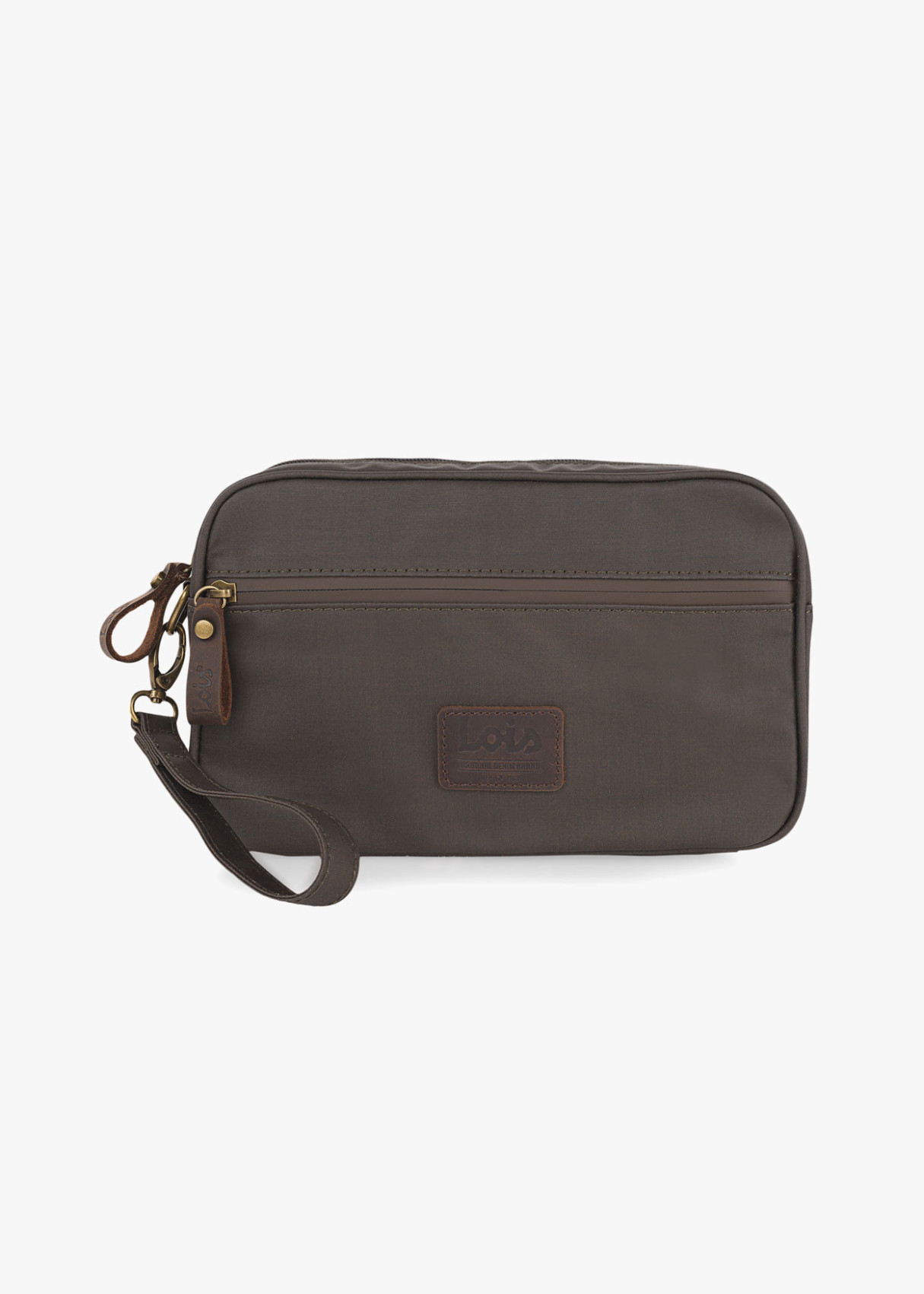 Cartera de mano de lona marrón