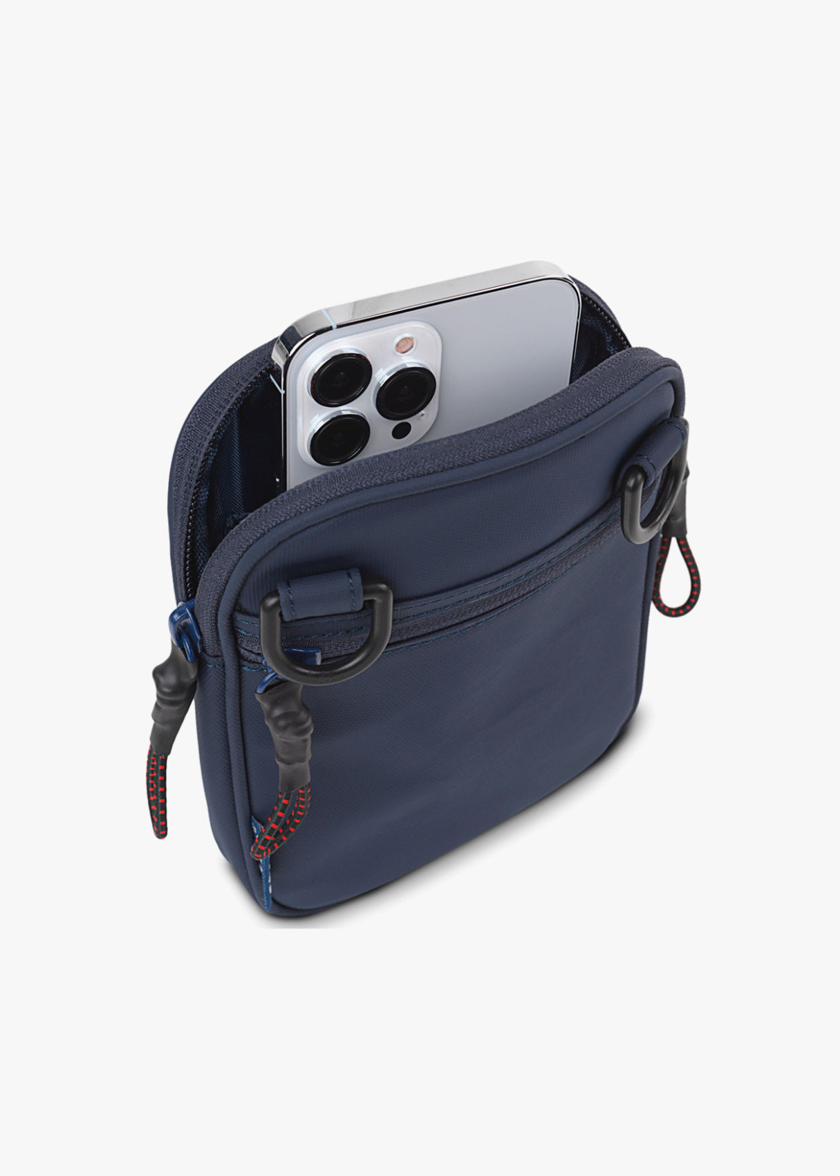 Bandolera Mini impermeable con cremalleras azul
