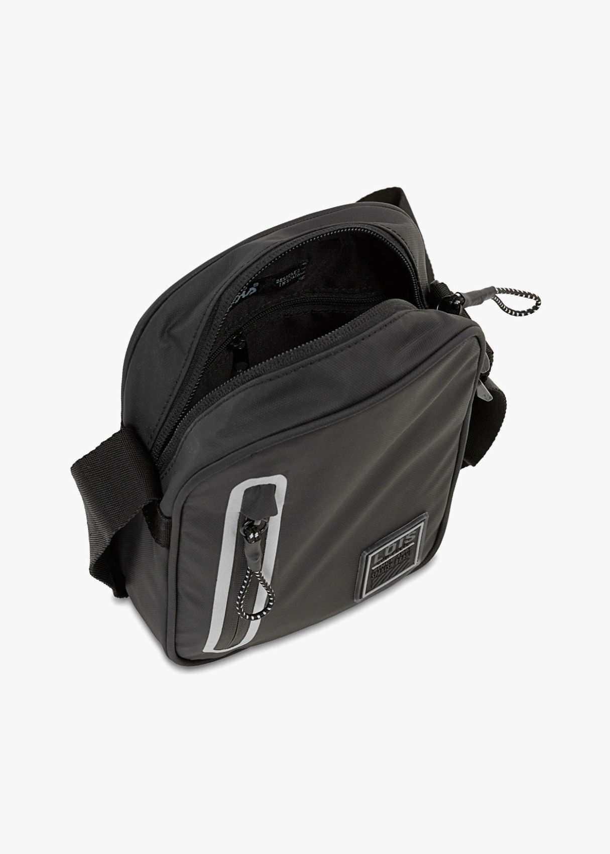 Bandolera impermeable con cremalleras negra