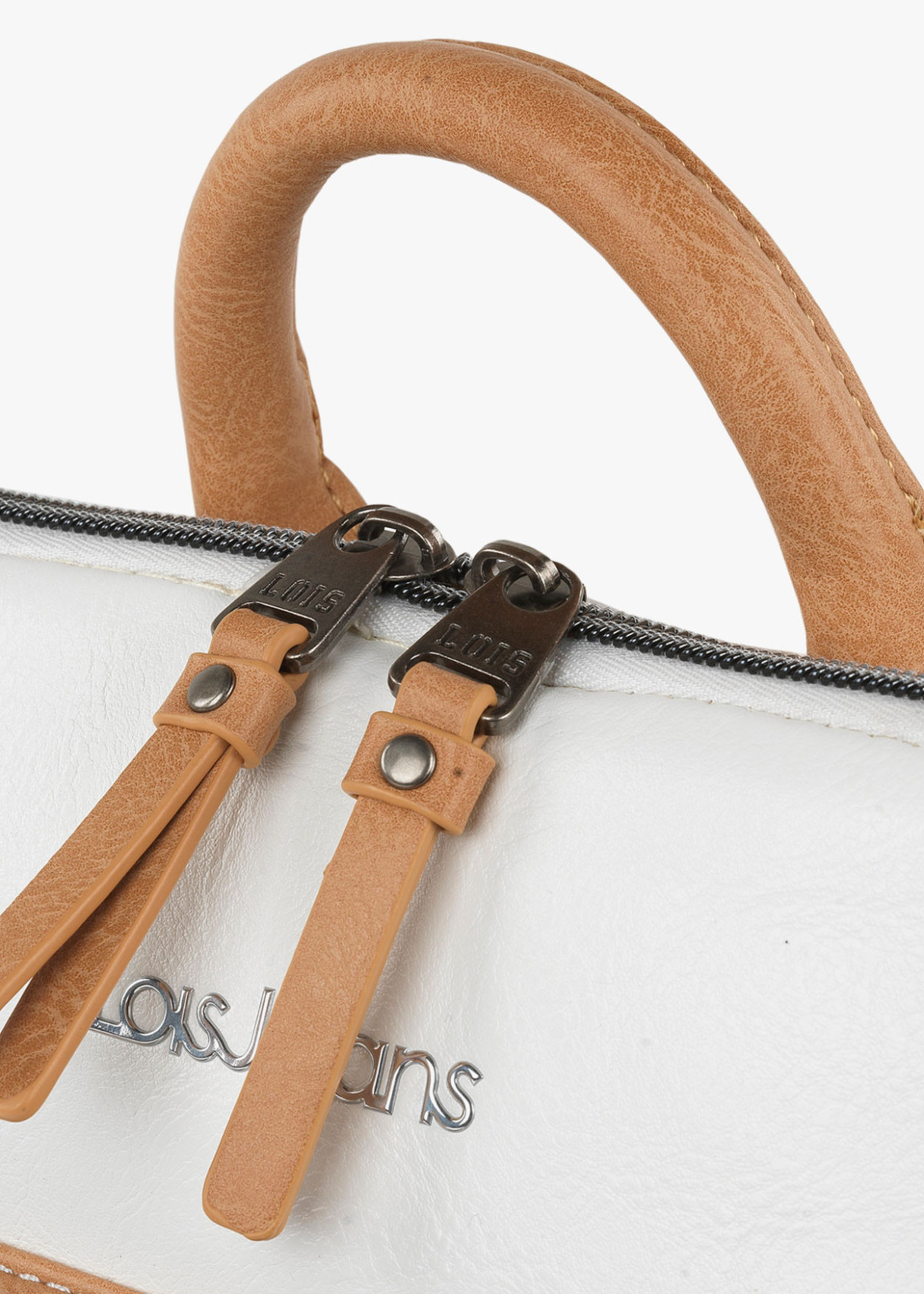 Mochila piel sintética estampado hojas blanca