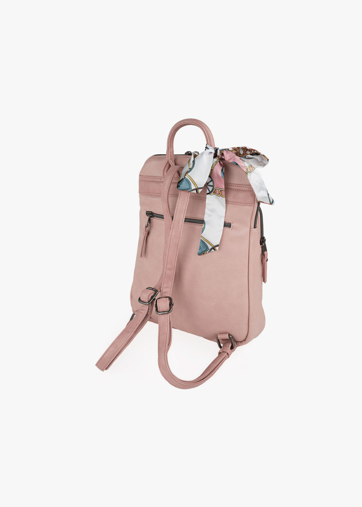 Mochila piel sintética estampado primavera rosa
