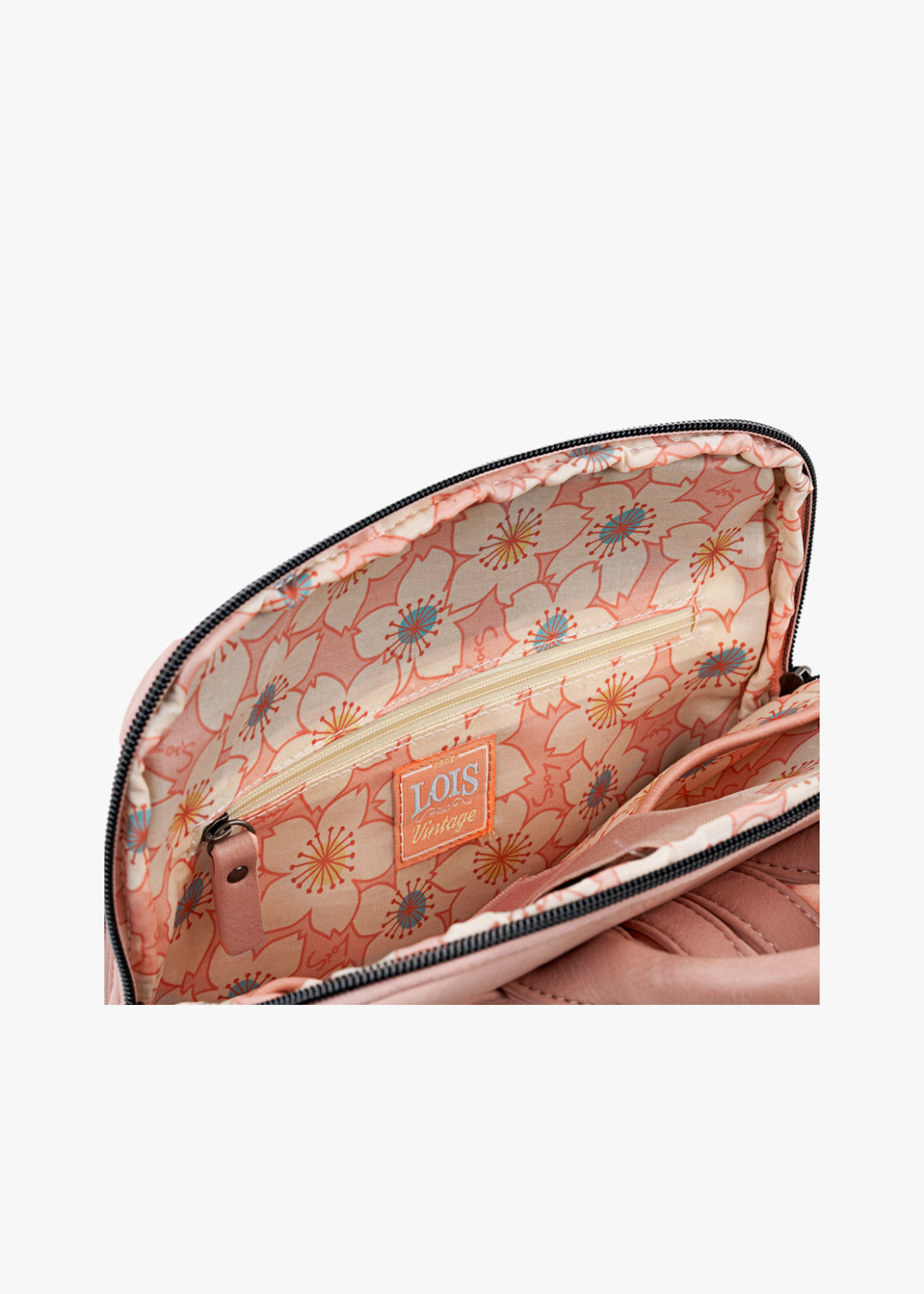 Mochila piel sintética estampado primavera rosa