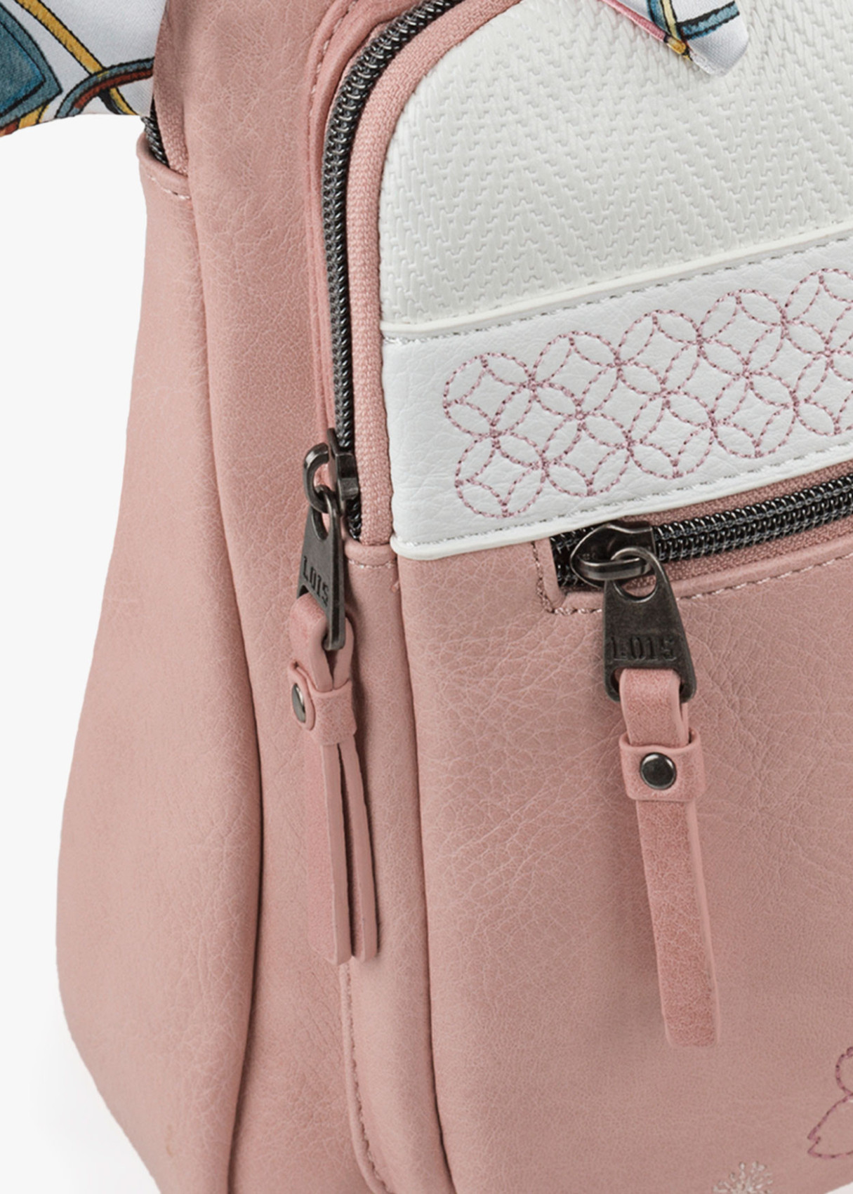 Mochila piel sintética estampado primavera rosa