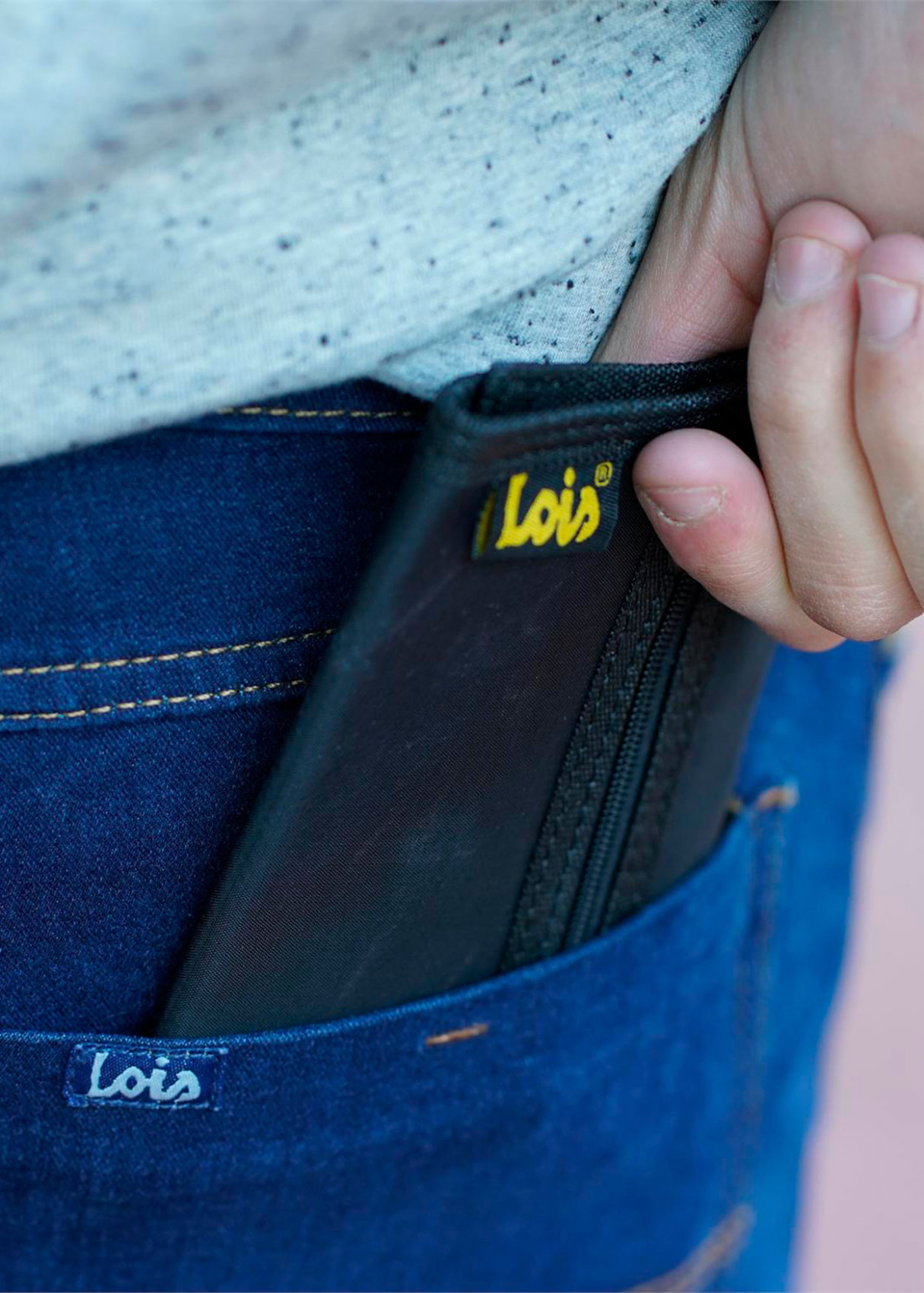 Cartera Billetera con monedero Tarjetero de lona y Protección Anti Escaneo RFID negra