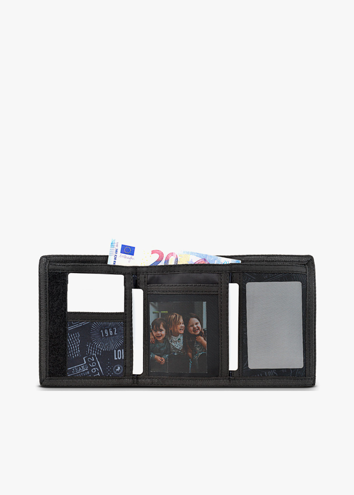 Cartera Billetera con monedero Tarjetero de lona y Protección Anti Escaneo RFID negra