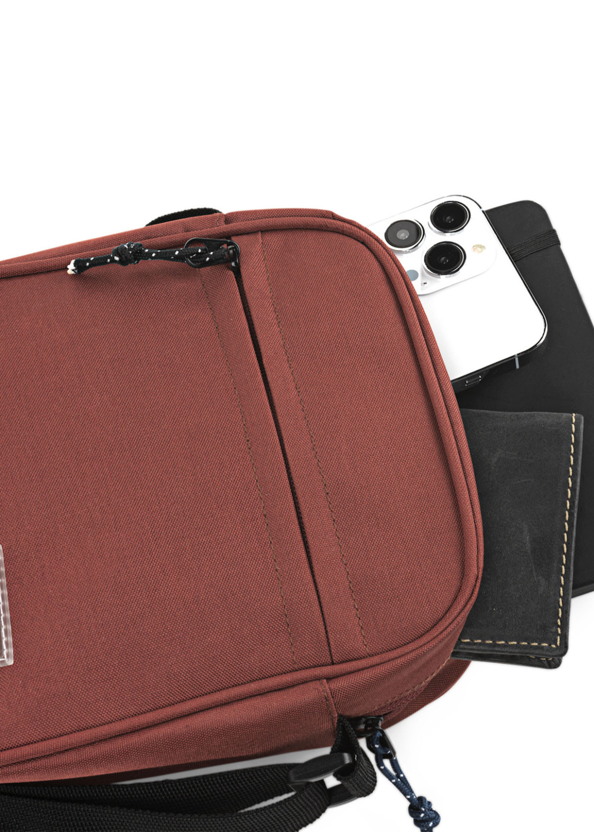 Bolso con Bandolera Ajustable y Bolsillo Exterior Teja