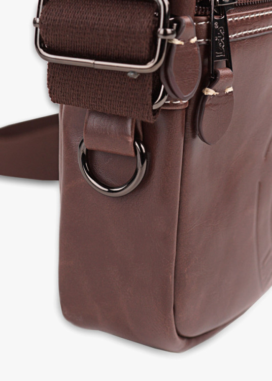 Bolso bandolera ajustable con bolsillos y cremallera marrón