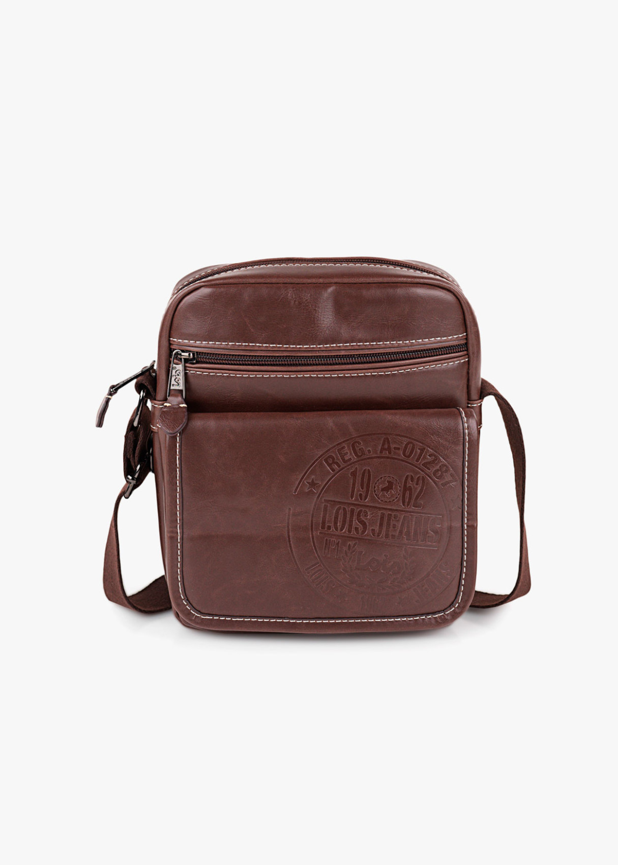 Bolso bandolera con bolsillo solapa marrón