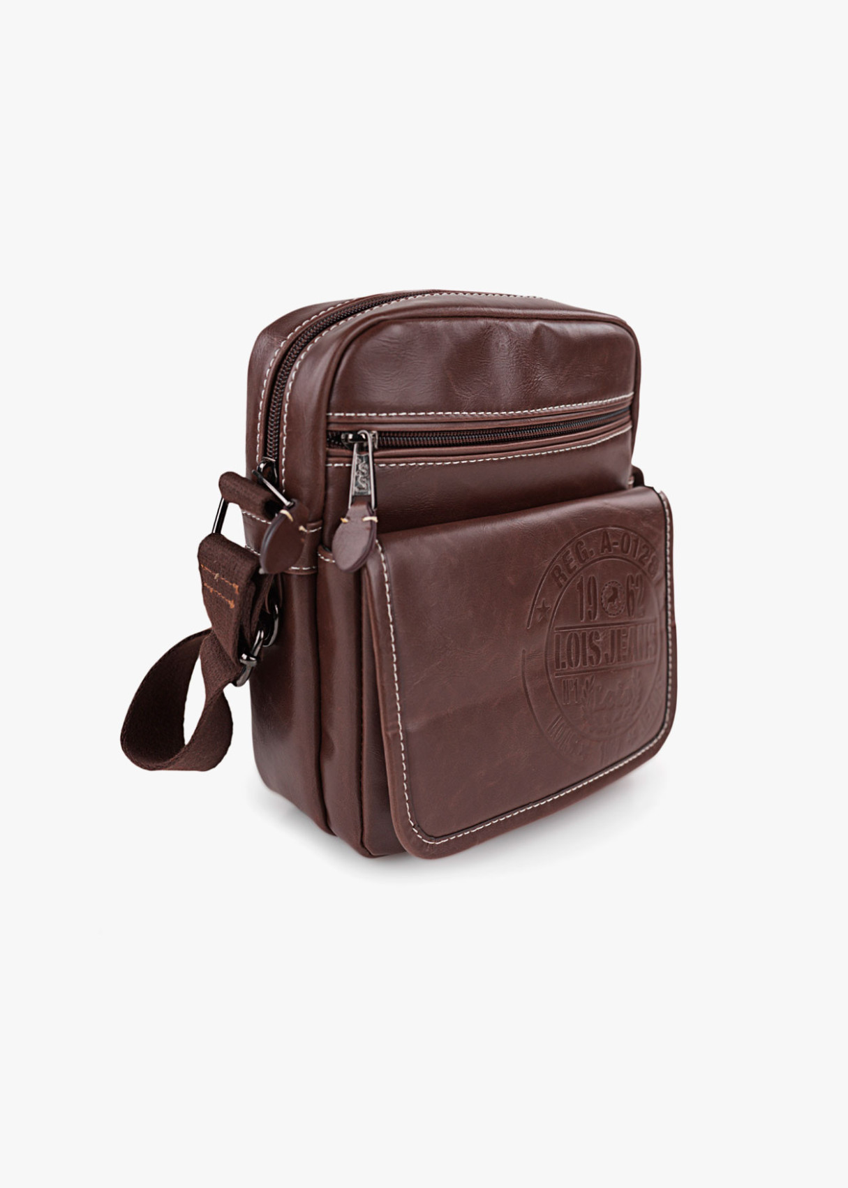 Bolso bandolera con bolsillo solapa marrón