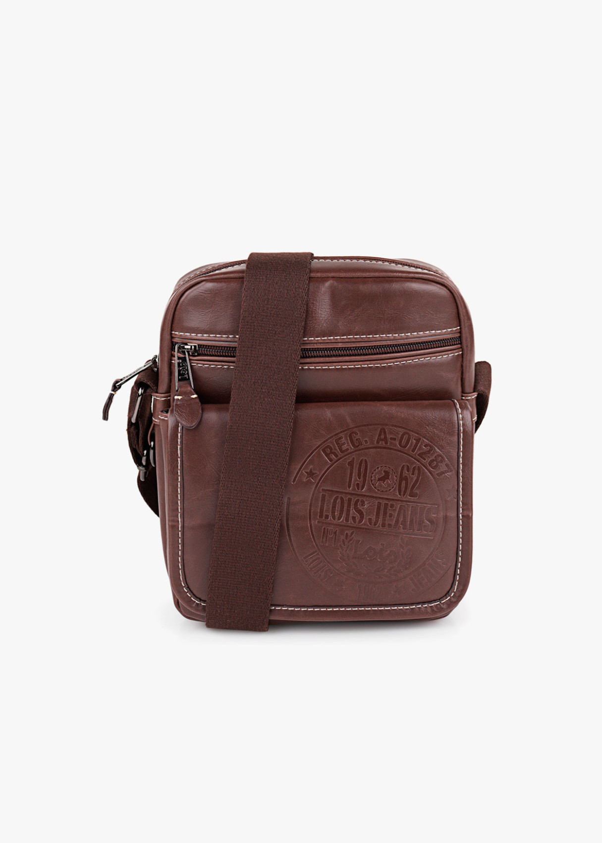 Bolso bandolera con bolsillo solapa marrón