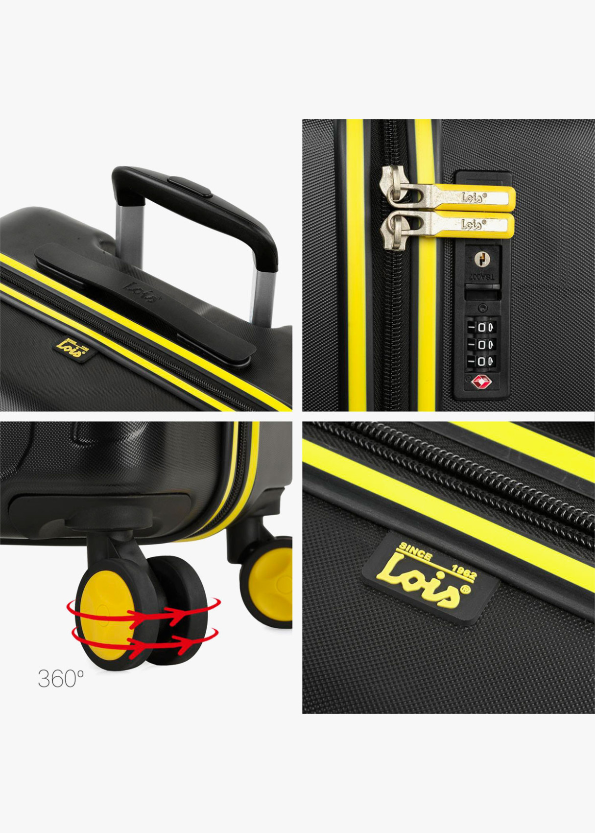 Maleta Mediana y Grande rígida con ruedas trolley negro