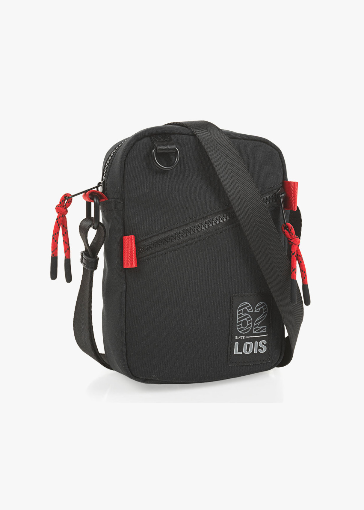 Bolso bandolera ajustable con bolsillos y cremallera negro