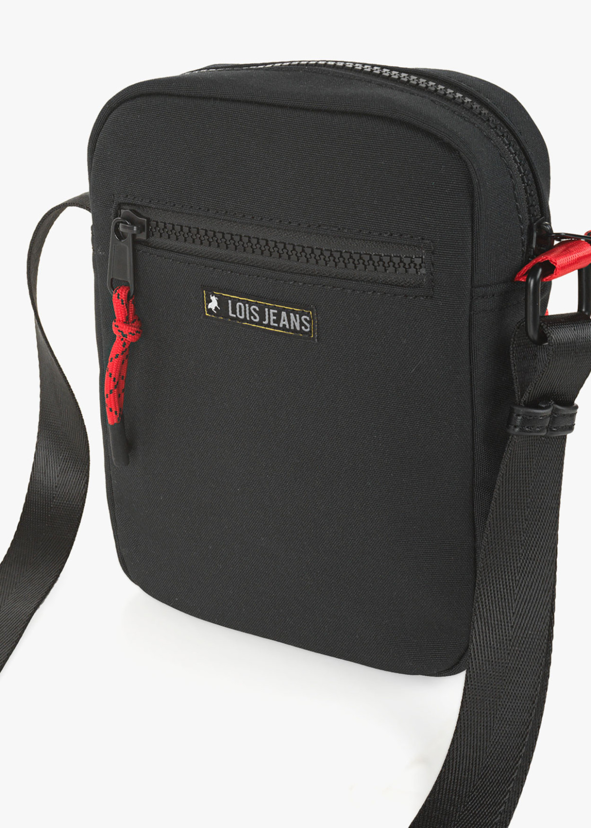 Bolso bandolera ajustable con bolsillos y cremallera negro