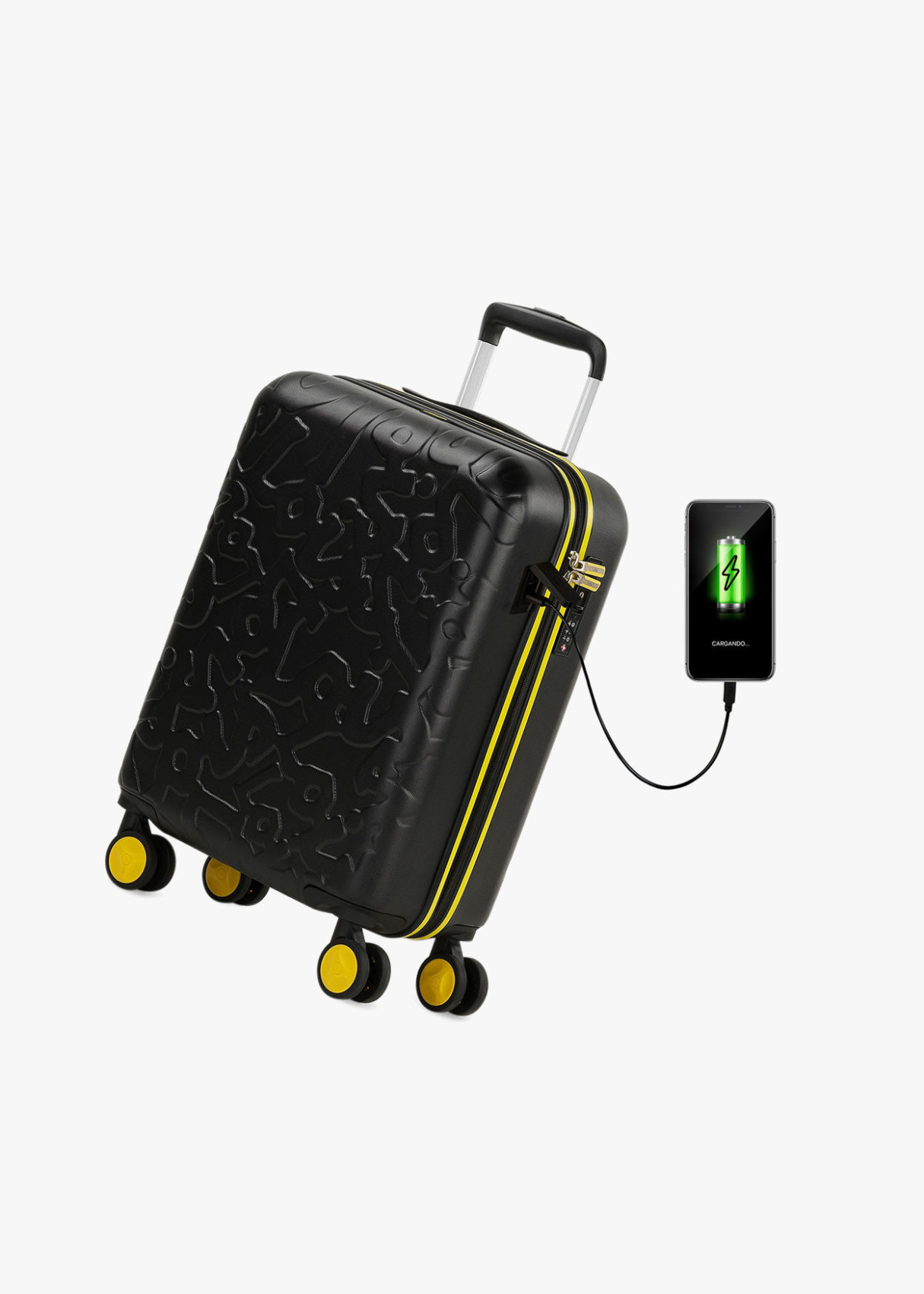 Maletas Cabina y Grande rígida con ruedas Trolley negro