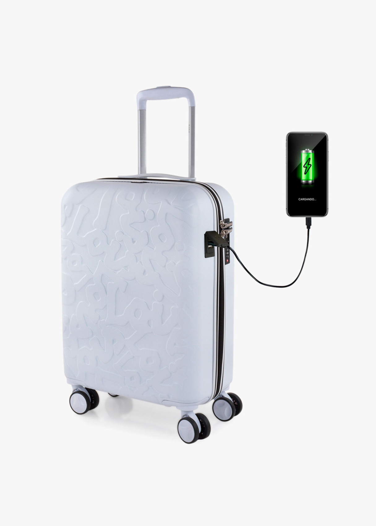 Maletas Cabina y Grande rígida con ruedas Trolley blanco