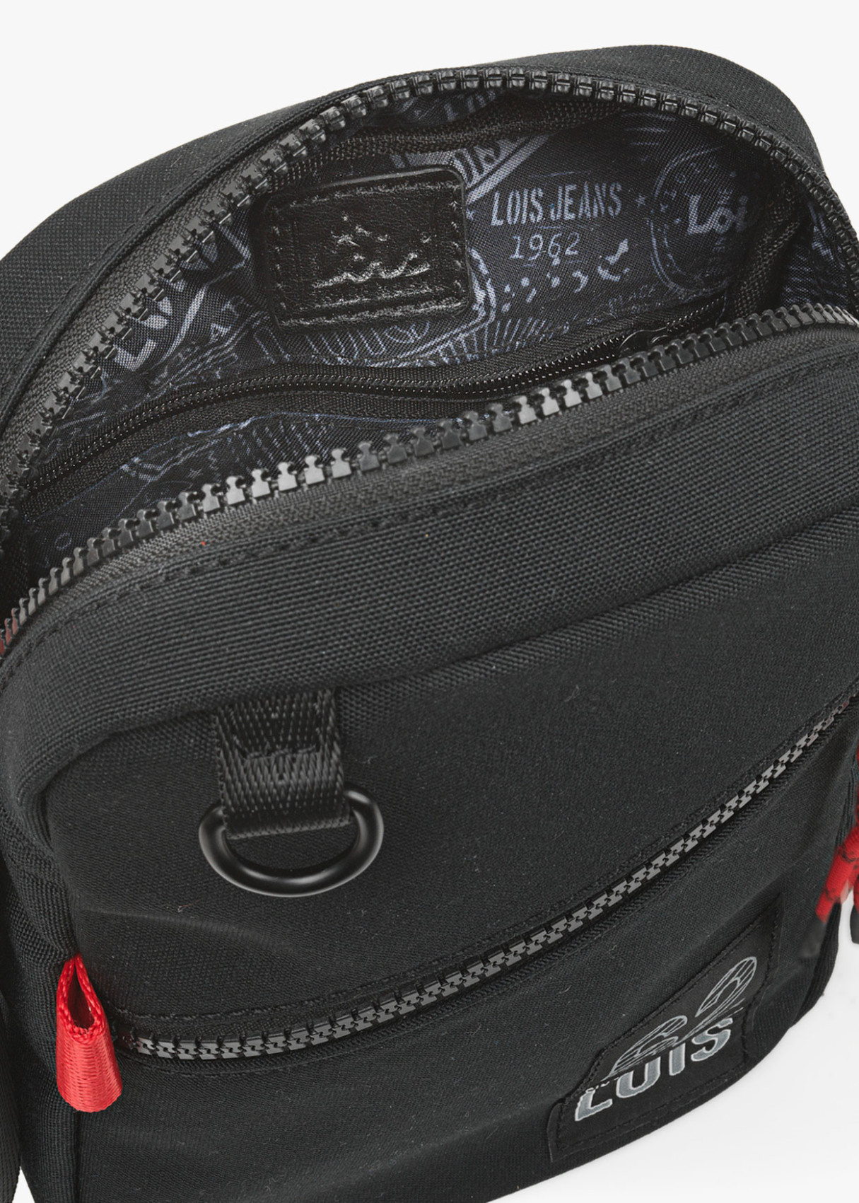 Bolso bandolera ajustable con bolsillos y cremallera negro