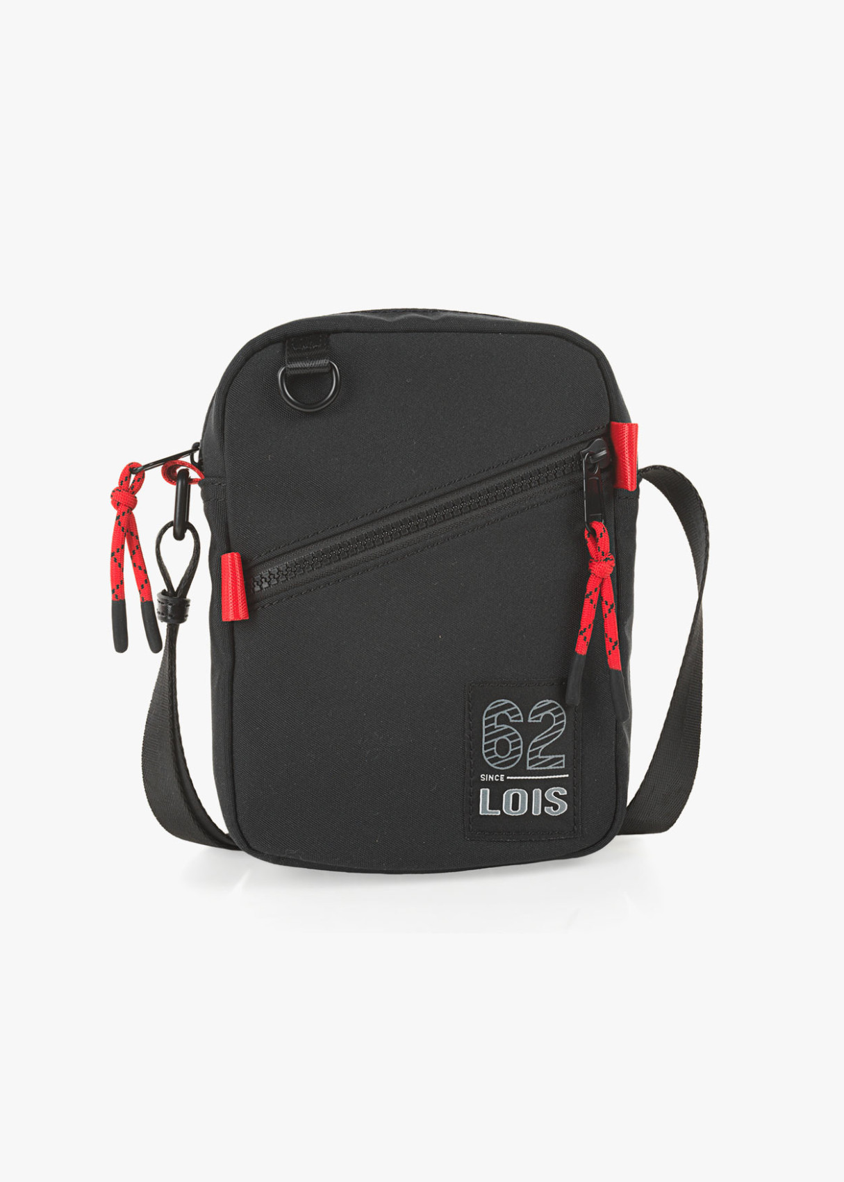 Bolso bandolera ajustable con bolsillos y cremallera negro