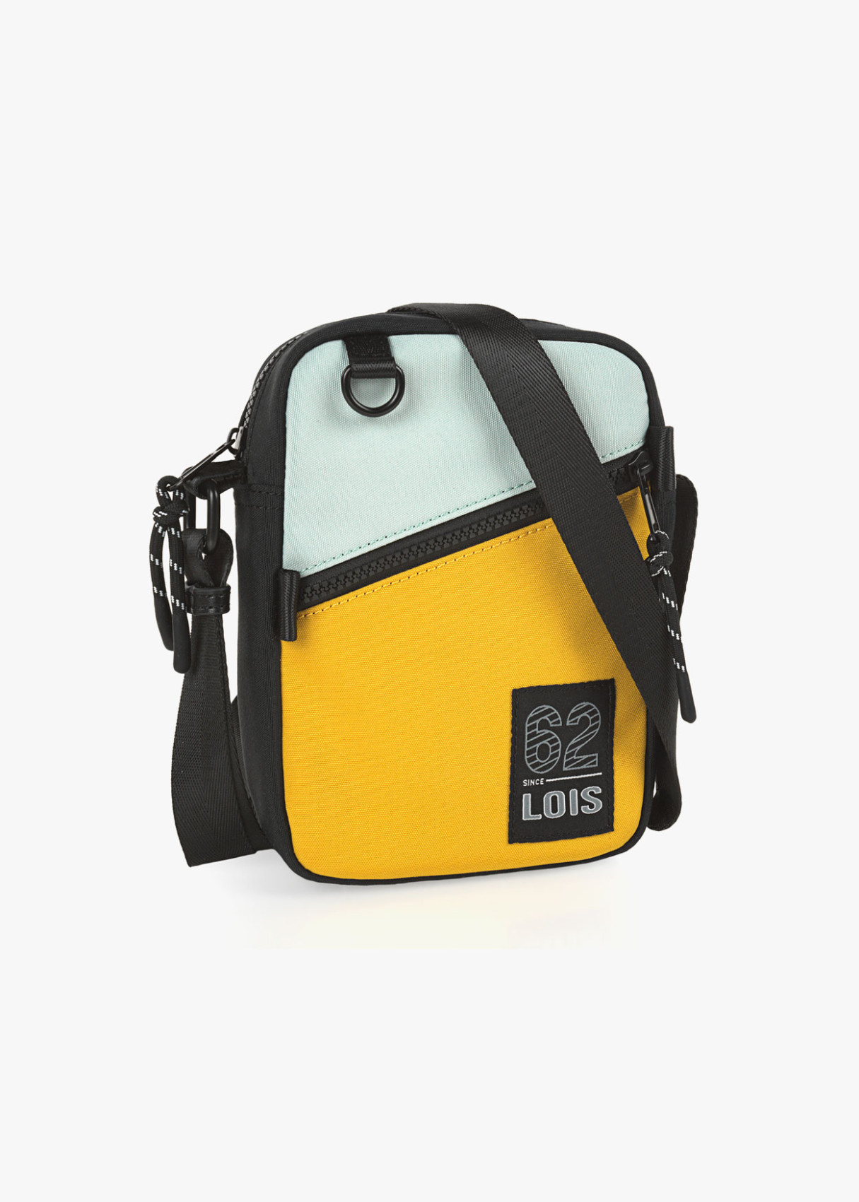 Bolso bandolera ajustable con bolsillo y cremallera bicolor amarillo