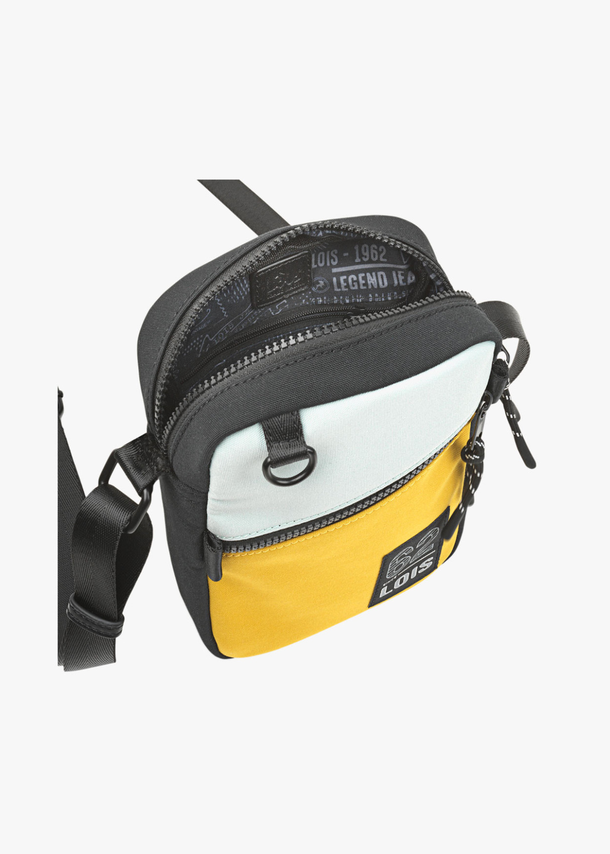 Bolso bandolera ajustable con bolsillo y cremallera bicolor amarillo