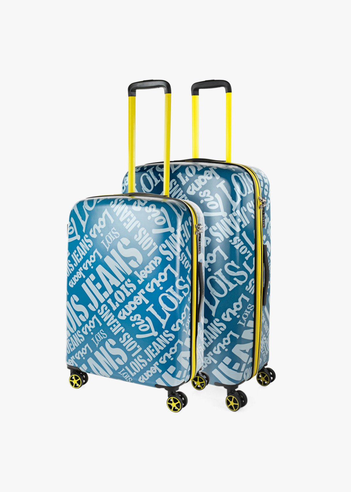 Maletas con ruedas trolley estampada. Juego de dos azul