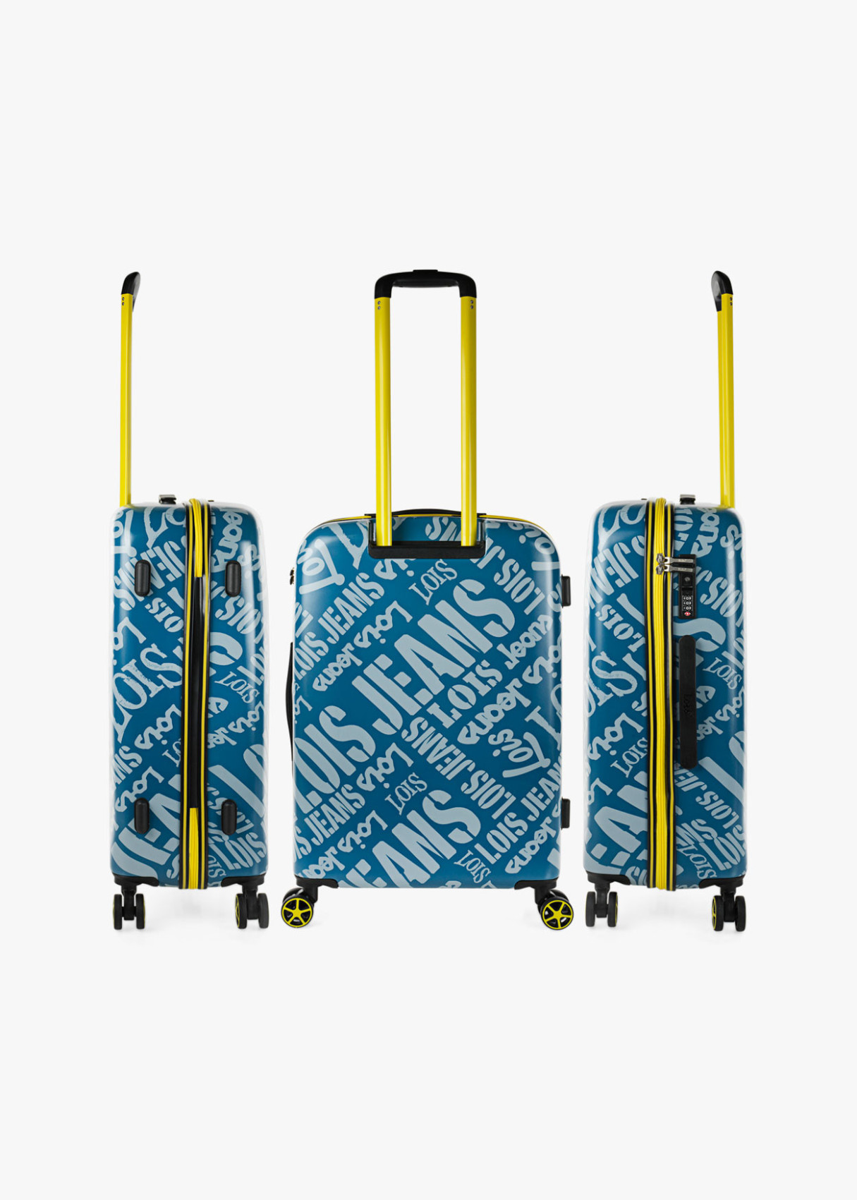 Maletas con ruedas trolley estampada. Juego de dos azul