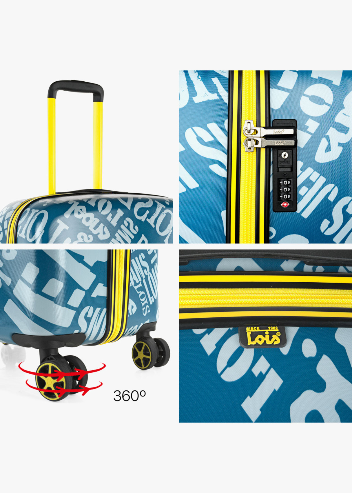 Maletas con ruedas trolley estampada. Juego de dos azul