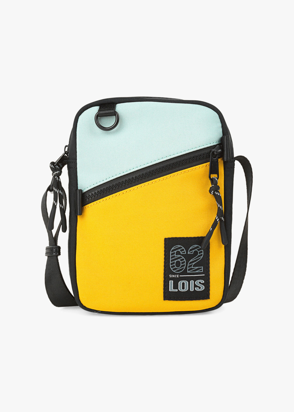 Bolso bandolera ajustable con bolsillo y cremallera bicolor amarillo