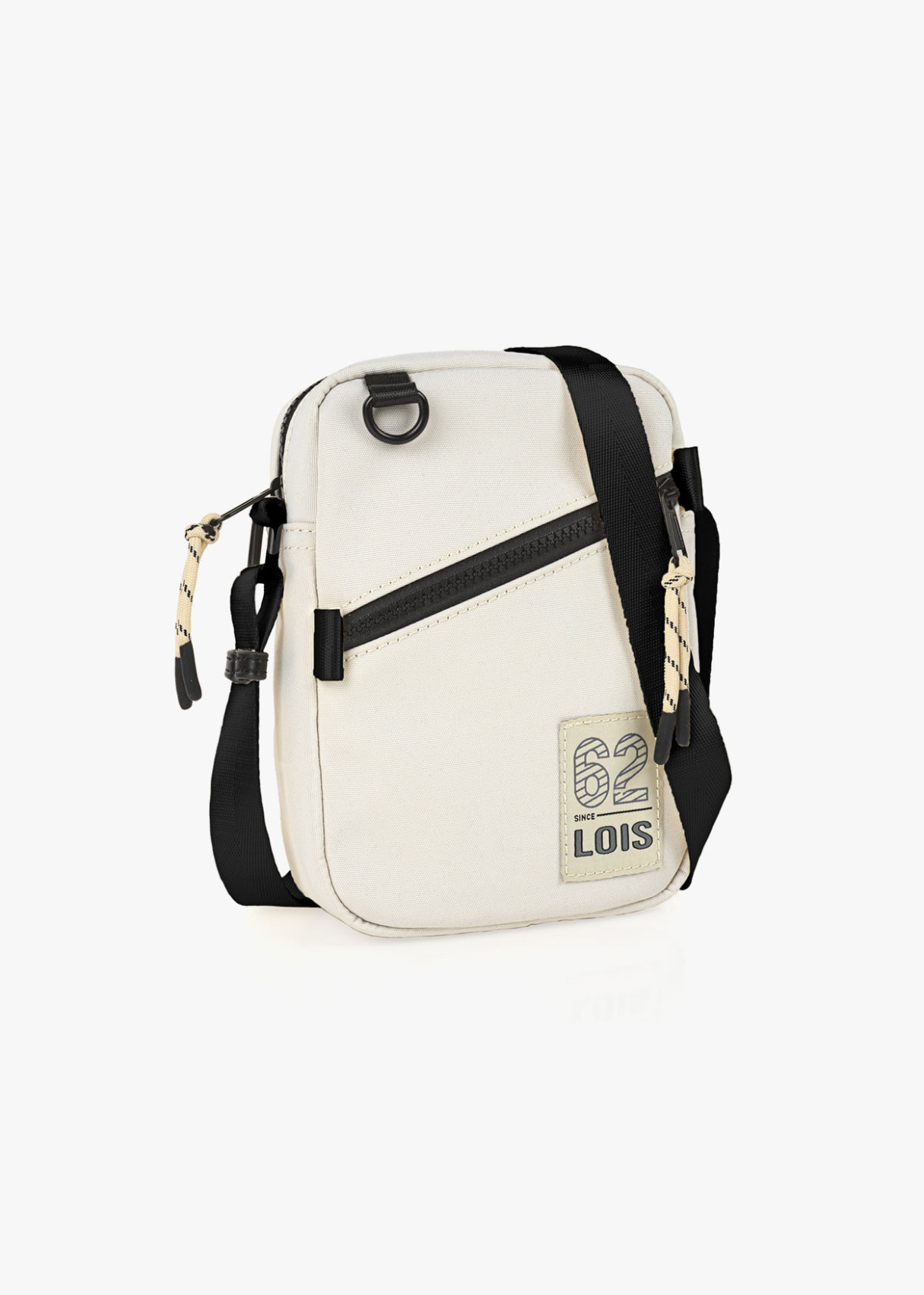 Bolso bandolera ajustable con bolsillo y cremallera beige
