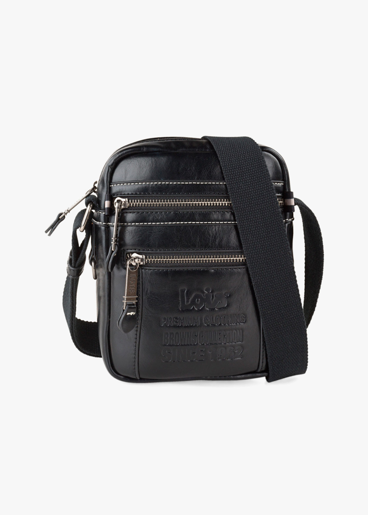 Bolso bandolera ajustable con bolsillos y doble cremallera negro