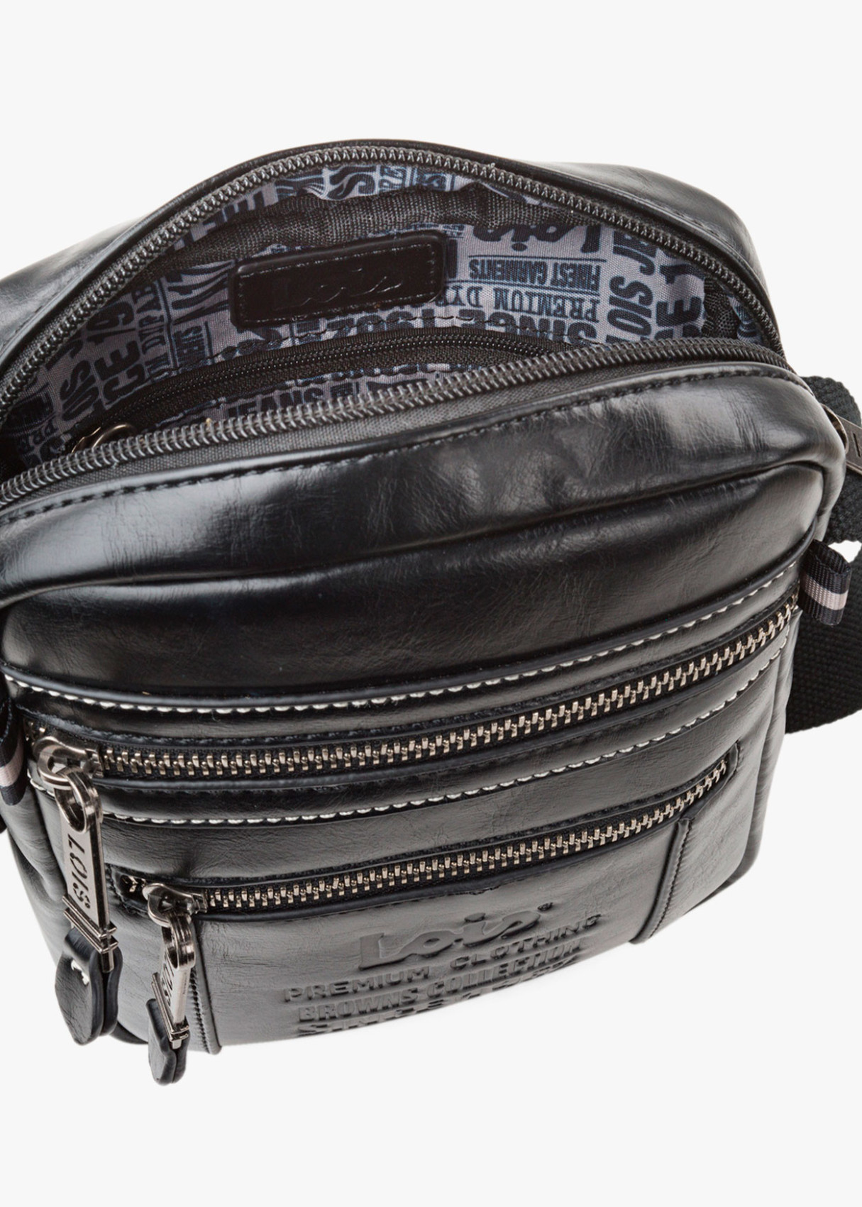 Bolso bandolera ajustable con bolsillos y doble cremallera negro