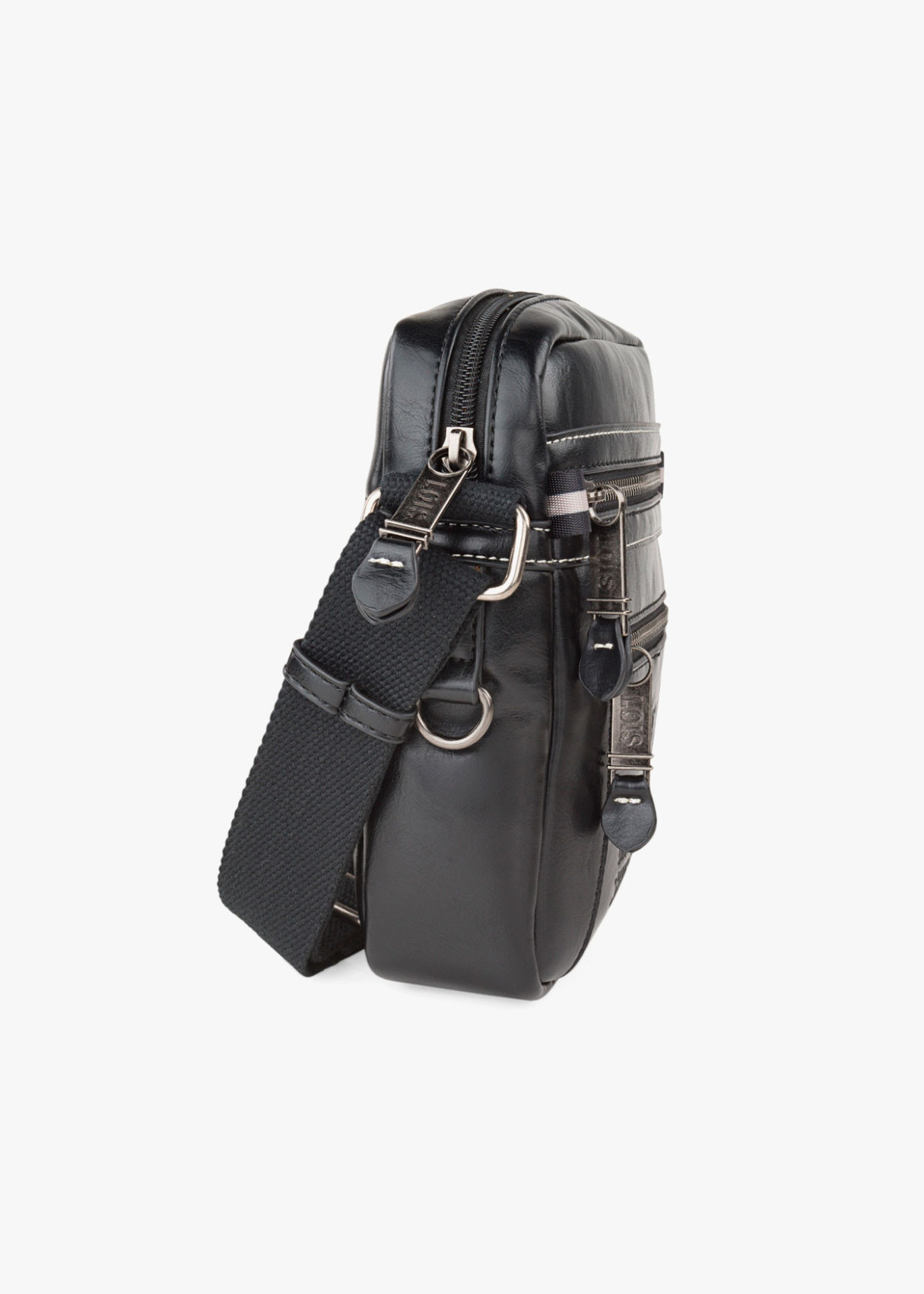 Bolso bandolera ajustable con bolsillos y doble cremallera negro
