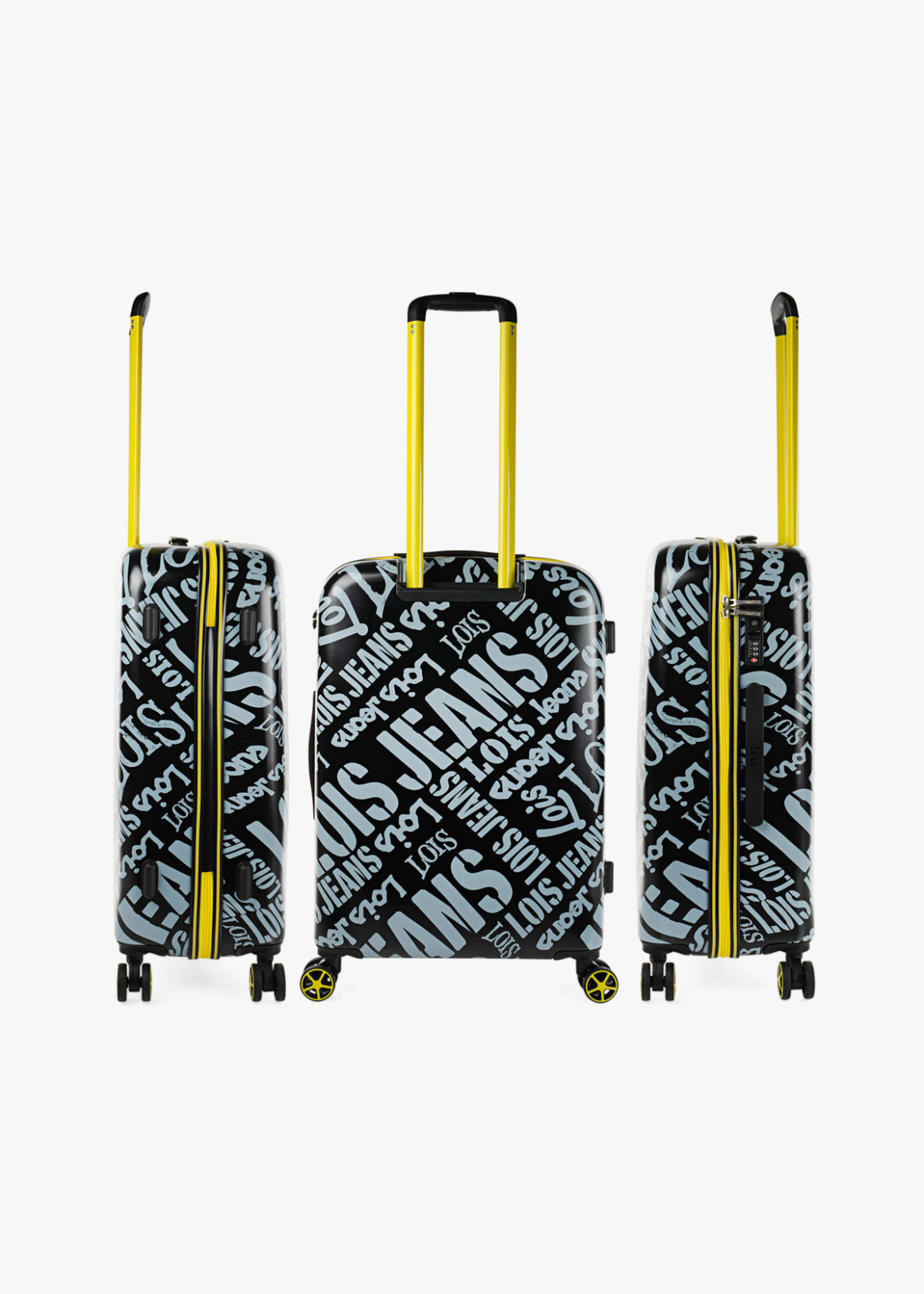 Maleta Grande 4 ruedas estampada Negra