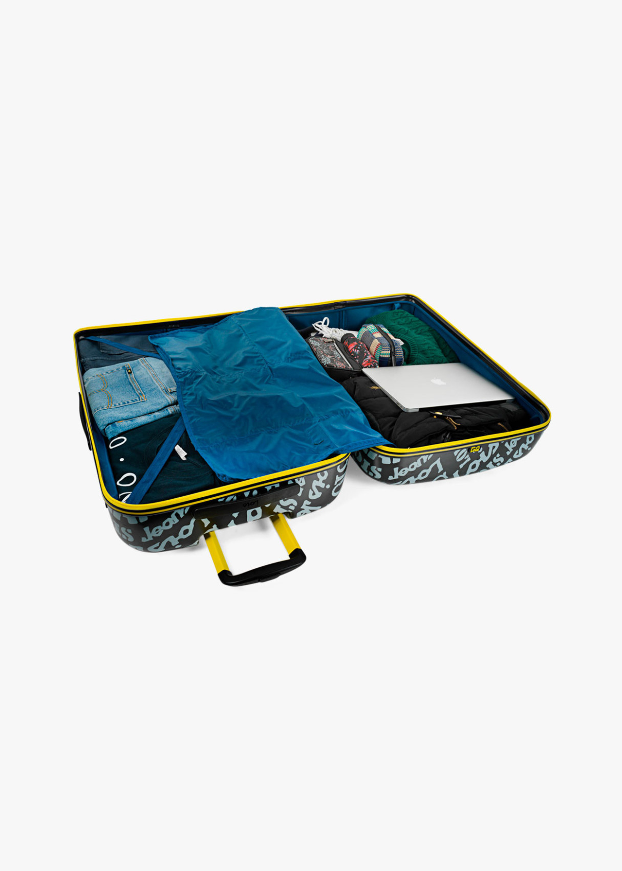 Maleta Grande 4 ruedas estampada Negra