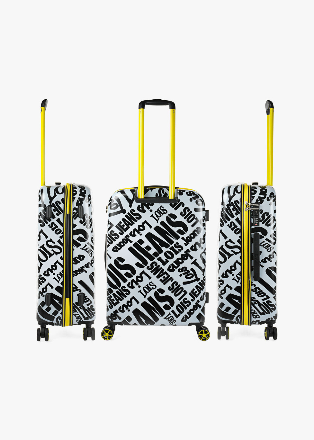 Maleta Grande 4 ruedas estampada  Blanca y negra