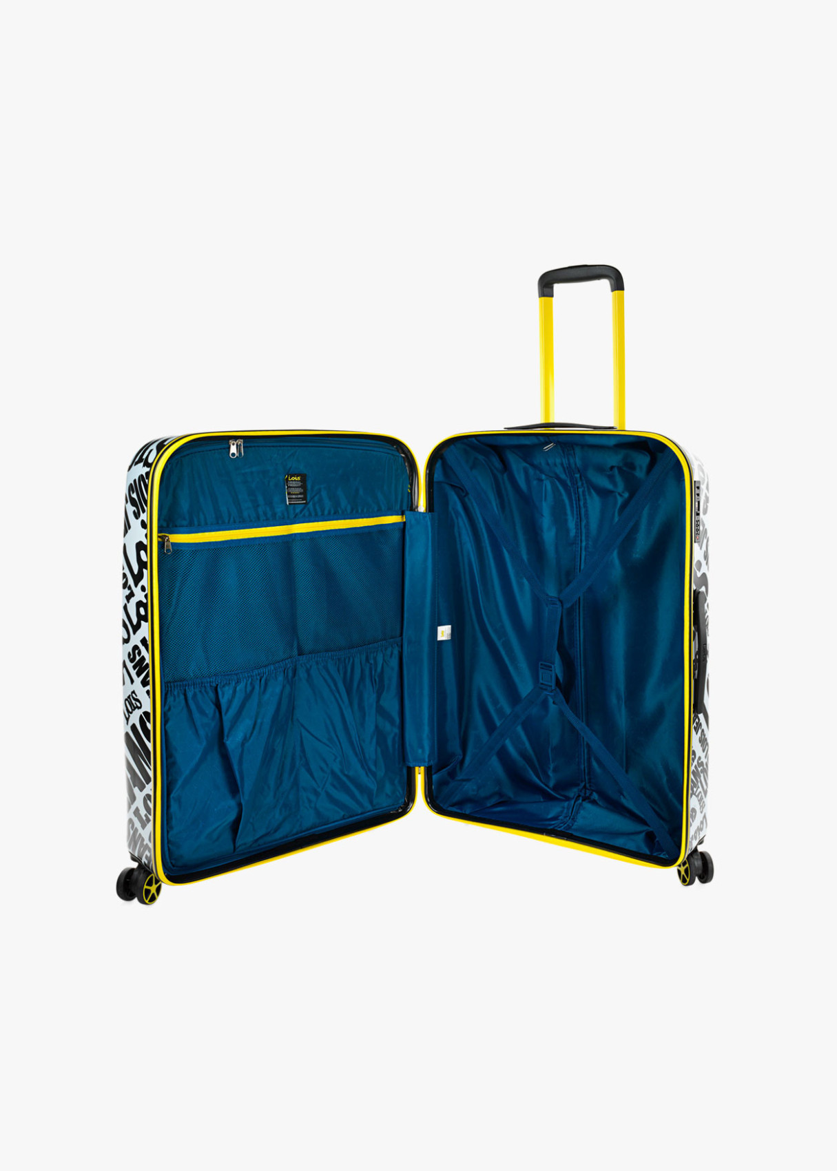 Maleta Grande 4 ruedas estampada  Blanca y negra