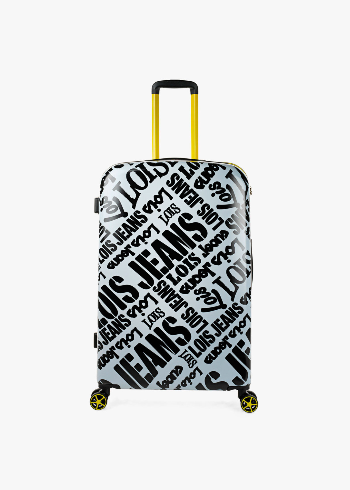 Maleta Grande 4 ruedas estampada  Blanca y negra