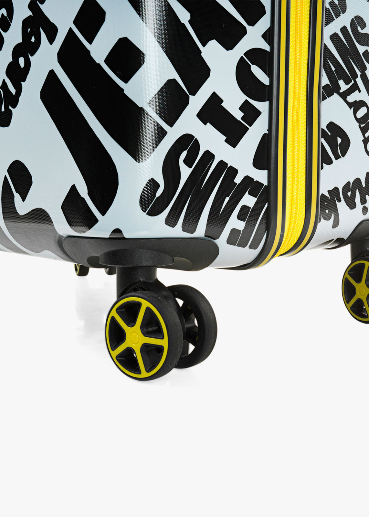 Maleta Grande 4 ruedas estampada  Blanca y negra