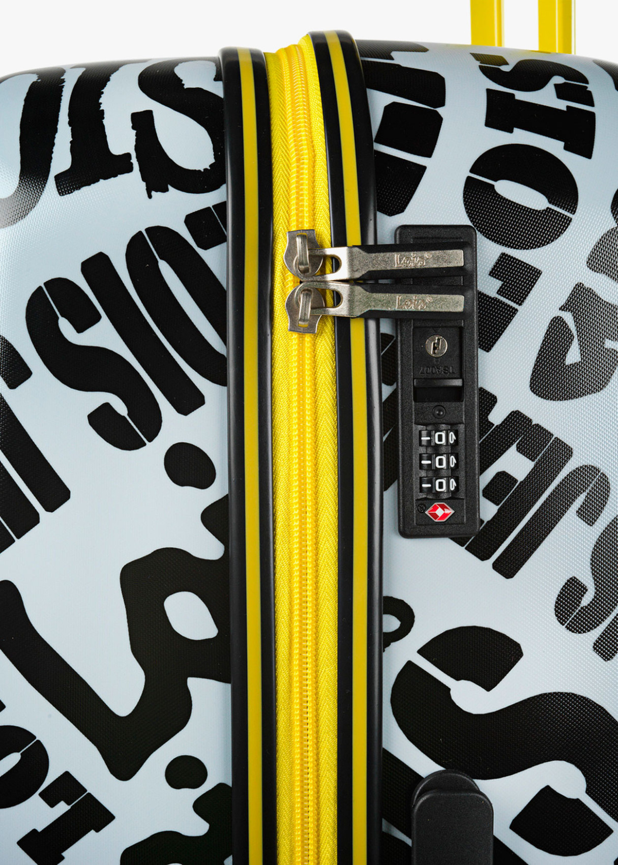 Maleta Grande 4 ruedas estampada  Blanca y negra