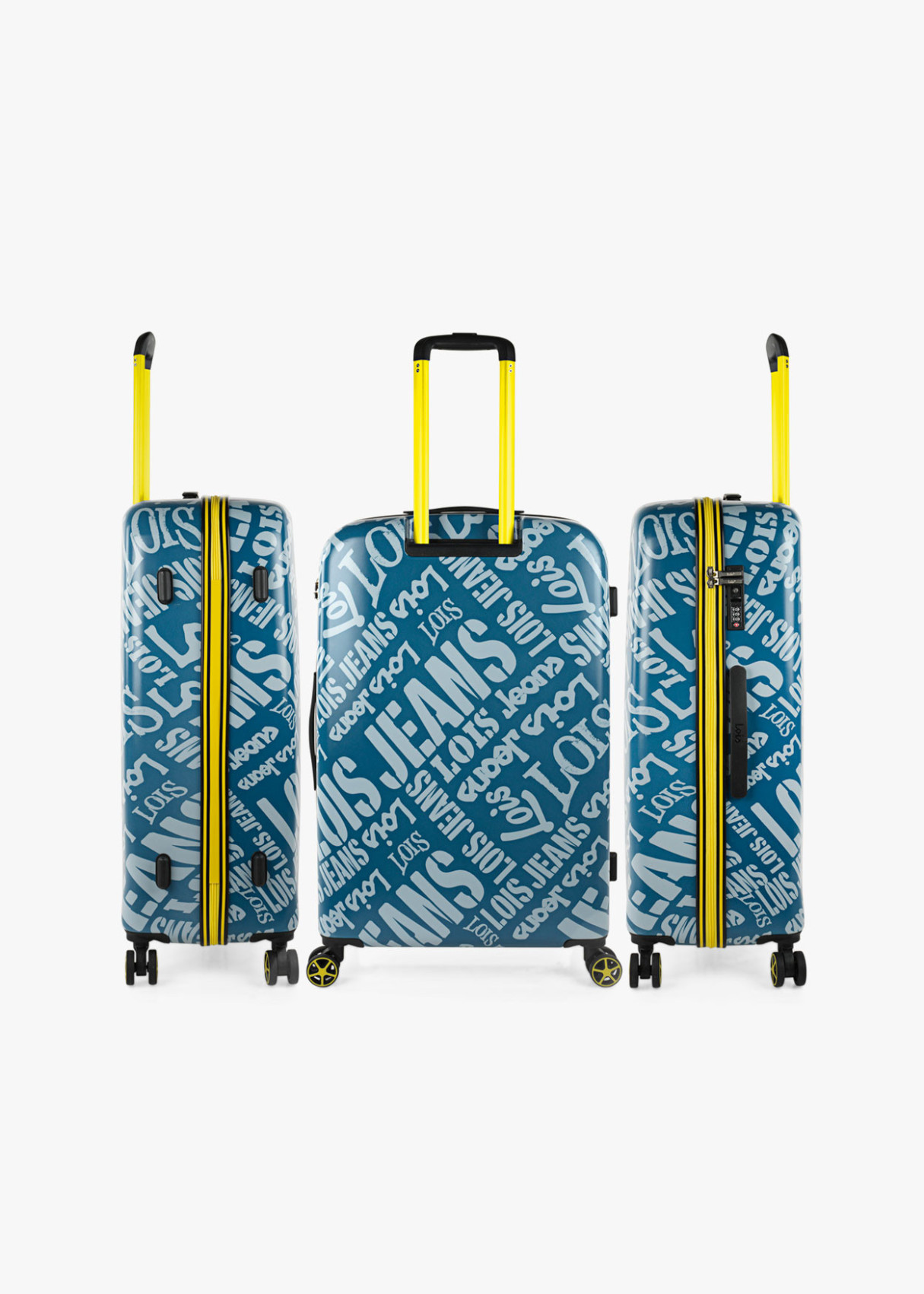 Maleta Grande 4 ruedas estampada Azul