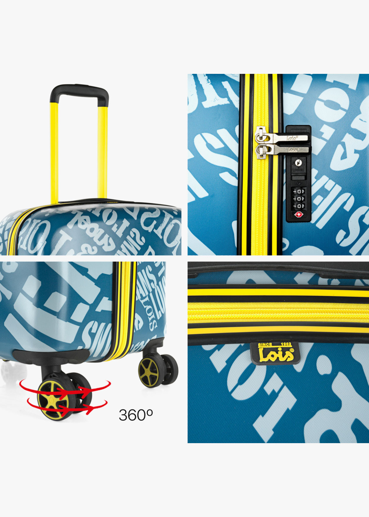 Maleta Grande 4 ruedas estampada Azul