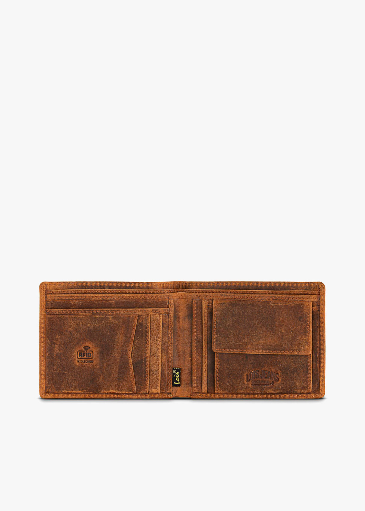 Cartera de piel con protección RFID marrón