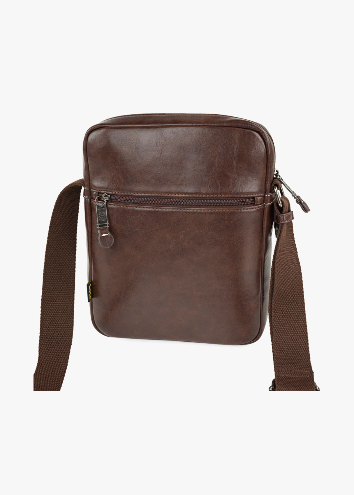 Bolso bandolera ajustable con bolsillos y doble cremallera marrón