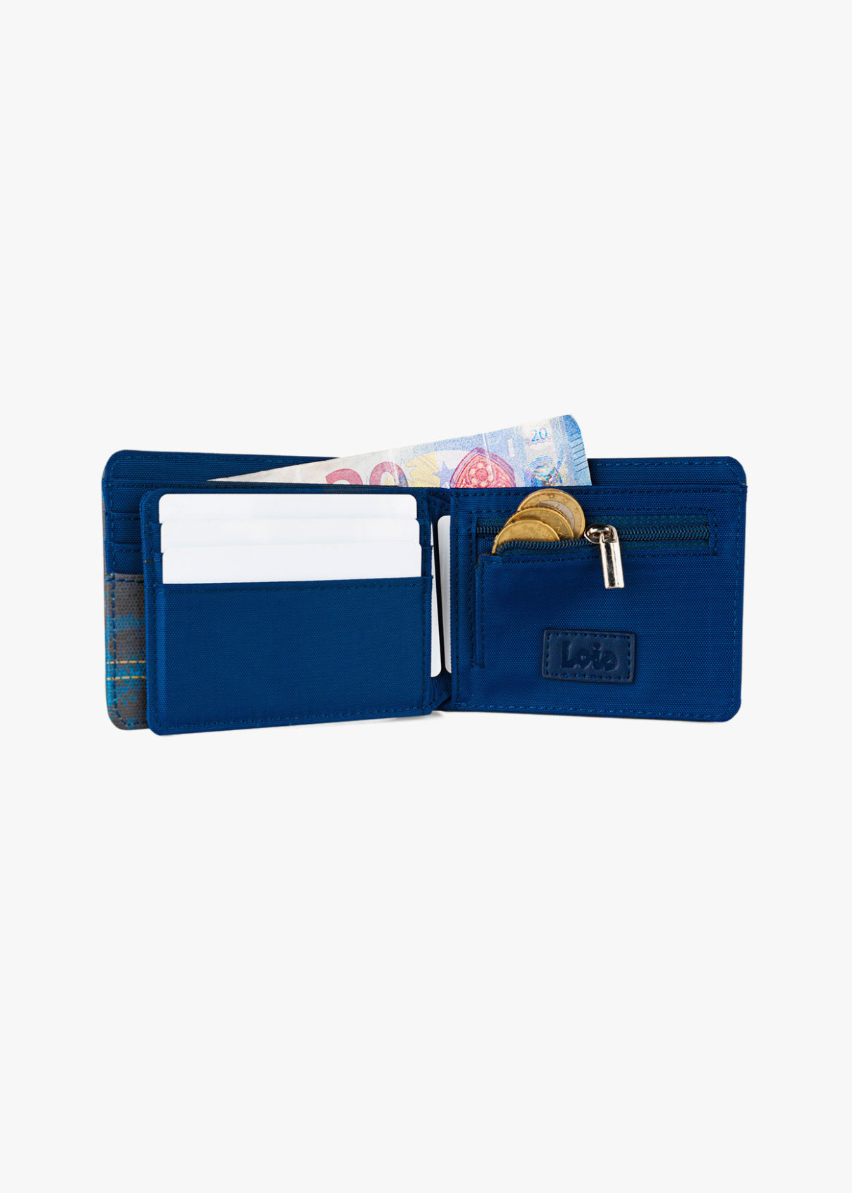 Cartera Billetera Tarjetero de lona estampado jeans azul